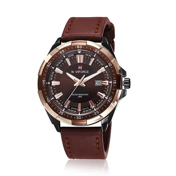Мъжки часовник Naviforce, водоустойчиви спортни военни часовници за мъже, Мултифункционален хронограф, Модерни кварцови часовници от кожа