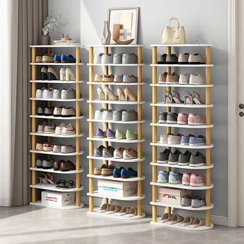 Начална Малък рафт за обувки, Компактен, полици за съхранение на Обувки, Проста задвижваната шкаф за обувки, многопластова На стената, шкафове за обувки
