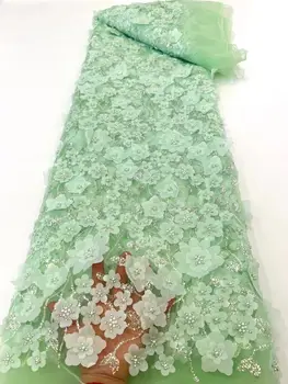 Нигерийская модни Тюлевая лейси плат с Висококачествена френска окото лейси плат за сватбена рокля, 5 ярда африканската завързана кърпа