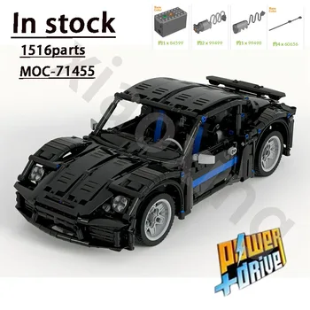 Нов Класически Филм Черен Суперавтомобил MOC-71455 RC Спортна Кола Срастване на Строителни Блокове • 1516 Части Коледен Подарък Играчка за деца