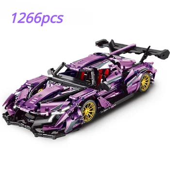 Нов Технически Спортен автомобил с покритие 1:14 лилав цвят, градивните елементи на Състезателен автомобил, Сглобяеми тухли, играчки за възрастни, подаръци на деца на
