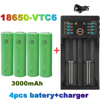 Нова батерия 18650 VTC6 3,7 V 3000 mAh първоначално е подходящ за US18650 Sony 30A, играчки, инструменти, фенерче + USB зарядно устройство