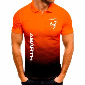 Нова Мъжки дишаща риза с къси ръкави наклон в контрастен цвят с къс ръкав и принтом лого abarth, лятна модна марка мъжко облекло, тениски