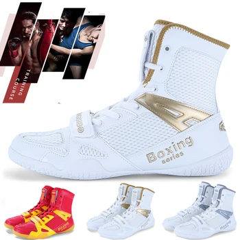 Нова окото борцовская обувки с висок берцем за защита на краката, боксови обувки, мъжки и дамски бойна обувки, професионална борцовская обувки