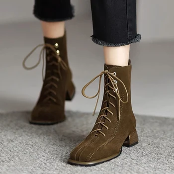 Нова Тенденция женски ботильоны на среден ток, Масивна обувки 