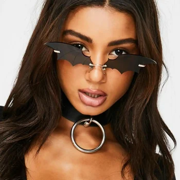 Нови дамски слънчеви очила под формата на прилеп, Реколта маркови дамски дизайнерски слънчеви очила, Забавни очила в стил хип-хоп, подарък за Хелоуин, Gafas De Sol