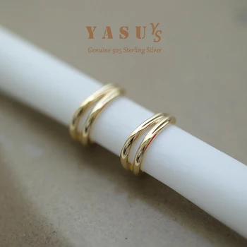 Обеци-халки YASUYS от сребро 925 проба с 18-каратово златно покритие, елегантни и изискани обеци в минималистичен стил, модни бижута и аксесоари