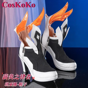Обувки CosKoKo Kiana Kaslana За Cosplay, Honkai Impact 3rd, Модерни къси ботуши-малки тръби на висок Ток, Аксесоари за ролеви Игри, Новост