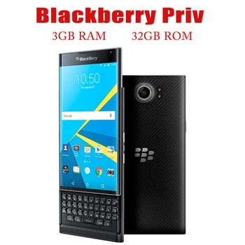 Оригинален отключени мобилен телефон BlackBerry Priv 32 GB ROM, 3 GB RAM, 18-мегапикселова мобилна камера, GPS, смартфон със сензорен екран, 1 година Гаранция