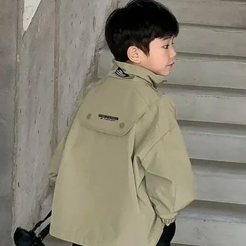 Палто за момчета от 3 до 12 години, детски случайни пролетно-есенния топ, младежта однотонная яке