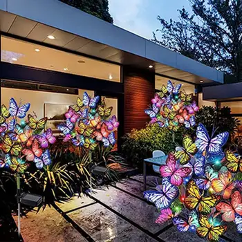 Пеперуди, слънчева светлина, градинска лампа с пеперуди, с устойчива на атмосферни влияния, пеперуди, Слънчева лампа Ip65, водоустойчив led лампа за улицата