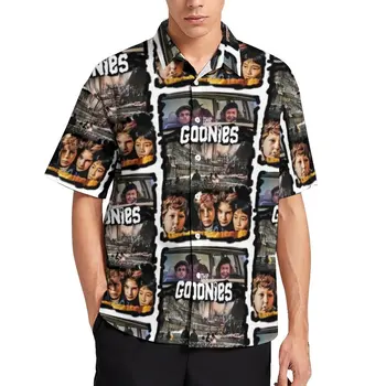 Плажна риза с принтом Goonies, Класически филм на 80-те години, Хавайски ежедневни ризи, мъжки ретро-блузи, Блузи с къс ръкав по поръчка, Големи размери