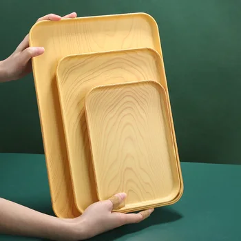 Пластмасова тава Японски Творчески дървен Палет Правоъгълна тава за съхранение В хола Органайзер за съхранение на хляб, Чиния за съхранение на бижута
