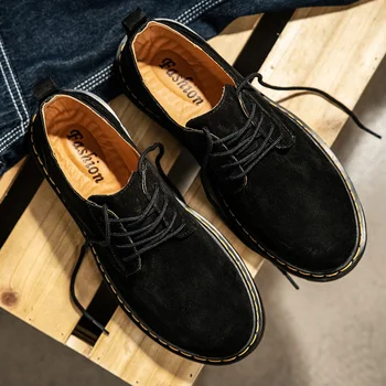 По-големи Размери 38-48, Мъжки обувки-Oxfords от Изкуствен Велур, Демисезонная Ежедневни Мъжки Кожени Обувки, Мъжки Модел Обувки