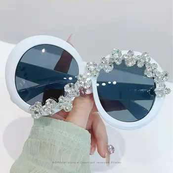 Повече от големи Кръгли слънчеви очила Дамски Слънчеви очила С кристали Мъжки Луксозни Маркови и дизайнерски очила очила Реколта
