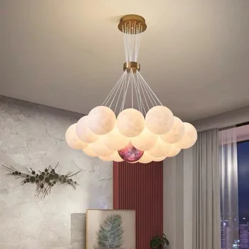 Подвесная таванна лампа Nordic Moon Bubble в Трапезарията 3d-Полилей с цветно Топка Home Rom Decor Ресторант