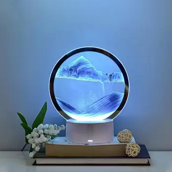 Полезна Настолна лампа Прозрачен Декоративна Трайно Динамична художествена живопис Пясък RGB LED Нощна лампа
