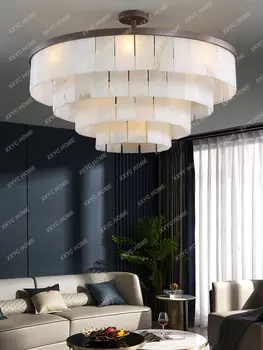 Постмодернистский лампа, Луксозен полилей от меден мрамор, лампата в хола, скандинавски проста атмосфера на ресторанта, спалня