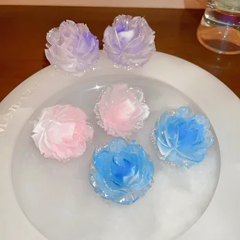 Прекрасни Акрилни цветни обеци с цветя, Корея 2023, Сладки бижута, Розово Синята Смола, Елегантни обици, Летни аксесоари за отдих