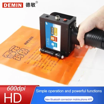 Преносим 12,7-мм автоматично мастилено-струен принтер Demin, пакети с датата на производство, пластмасова тръба, Поддръжка за кодиране на няколко езика