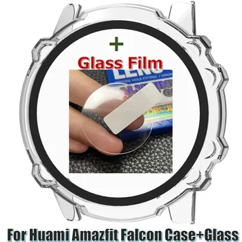 Преносим калъф за часа Huami Amazfit Falcon Smart Bracelet Band Frame Bezel PC Shell Стъклена фолио за екрана Amazfit