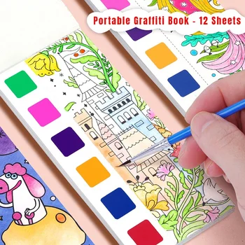 Преносима Книга за рисунка, Акварел, боядисване с водна Четка, Туш, Графити, за Оцветяване, играчки за рисуване, Подарък за децата в детската градина