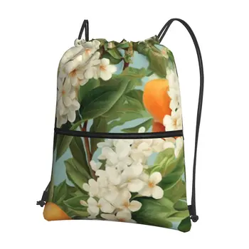Преносими раници с цветя на портокал и листа, чанта за съвсем малък, Случаен комплект с завязками, джоб, чанта за съхранение, за ученици