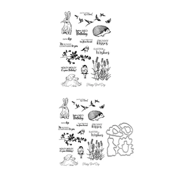 Прозрачни печати с изображение на животно-Заек, и на щанци за изрязване на картички, декорация за фотоалбум