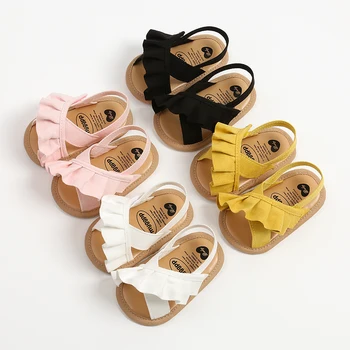 Пролетно-летни сандали с волани за новородени момичета с отворени пръсти