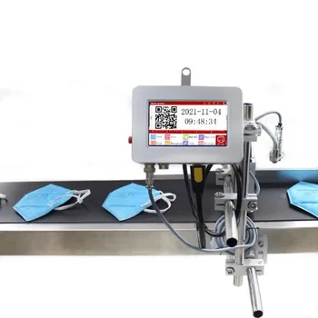 Промишлен автоматичен онлайн UV мастилено-струен принтер в найлонова торбичка, картонена кутия, с посочване на срока на годност, лого, баркод, върху транспортната лента