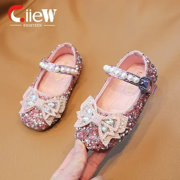 Размер 21-35, обувки принцеси за момичета, искрящи детски сандали, вечерни обувки на платформа с пеперуди, детски sandalias infantil