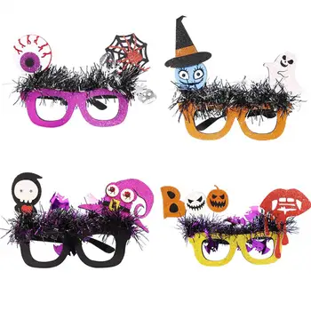 Рамки за очила, с фигура на прилеп, Страховито слънчеви очила за парти в чест на Хелоуин, Забавни очила от мишуры с Тиква, на Паяк, на Черепа прилеп, Вещица за деца