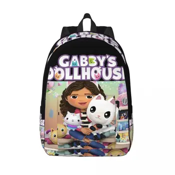 Раница Gabby's куклена къща за ученици от средни и висши класове Колеж, чанти за страхотни книги Catrat Кити, Юношеството платно раница с джоб