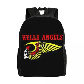 Раница за лаптоп с логото на Hells Angels World, Мъжки и дамски базова чанта за училище, студенти, мотоциклетът чанта