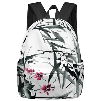 Раница с цветна листче бамбуково листо, ученически чанти за тийнейджъри, лаптоп, Обичай Раница за мъже, дамски пътна чанта