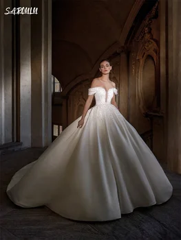 Романтична Сватбена рокля в пода с деколте във формата на сърце, Луксозна Сватбена рокля с мъниста, Елегантна Vestidos De Новия