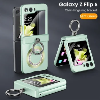 С галванично Магнитен пръстен за своята практика Magsafe за Samsung Galaxy Z Flip 5 Flip5 5G, Защитно Поставка за Панти, устойчив на удари Калъф