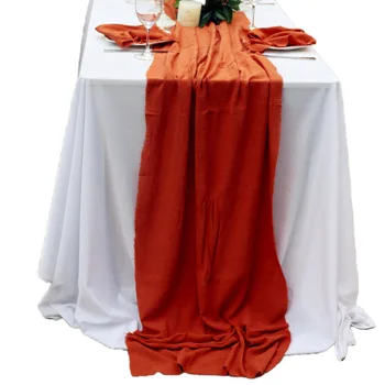 Сватбена украса, пътека за масата за вечеря, леко въздушно усещане, Марлевая памучен плат, Селски кънтри-бохо, Плажен Сватбен Коледен декор