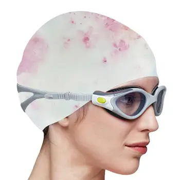 Силиконова шапка за плуване За възрастни, Водоустойчива силиконова шапка за плуване, Непромокаеми шапки за дълги, така и къси коси, Удобна шапка за плуване За