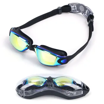 Силиконови очила за плуване, Мъжки и женски, С покритие покритие, цветни Регулируеми Професионални очила за плуване, водоустойчив, Анти-UV