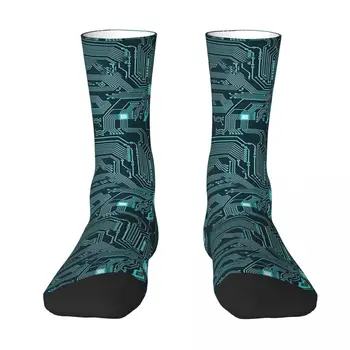 Сини чорапи с печатна платка, абсорбиращи потта чорапи в стил Харадзюку, всички Чорапи за мъже, подарък за жена за рожден ден
