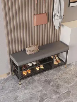 Скандинавски столче за преобличане обувки домакински аксесоари за врати лампа луксозна стойка за обувки проста модерна мека чанта-възглавница домакински табуретка за обувки
