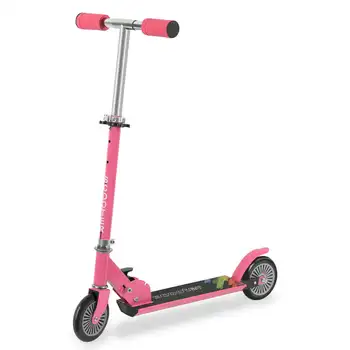 Скутер за деца на възраст от 6 години с 2 колела, регулируема по височина и сгъваема здрава рамка с цвят на фуксия