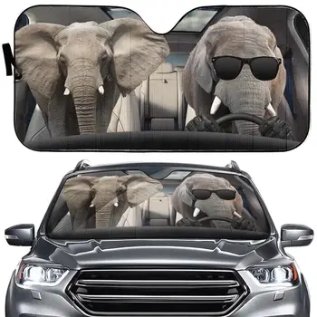 Слон зад волана, сенника на предното стъкло на автомобила, Забавен семеен козирка под формата на слон, домашни любимци, Сгъваема топлоустойчива авто сенника на открито