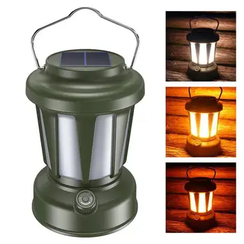 Слънчев лампа за къмпинг, ретро led лампа за къмпинг, IPX4, водоустойчив с 3 режима на осветление, туризъм лампа за вътрешно и външно домашни палатки