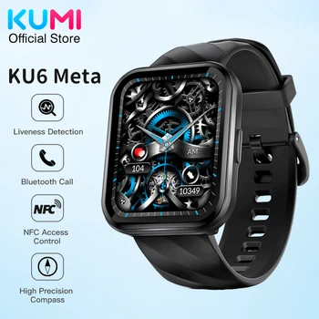 Смарт часовници KUMI KU6 Meta 1,96 Инча, 100 + Изящен Циферблат с Компас, Bluetooth Предизвикателство Определяне на кръвното Налягане IP68 Водоустойчив