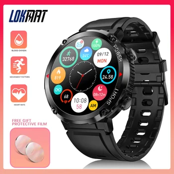 Смарт часовници LOKMAT ЗЕВС PRO BT Calls Sport, фитнес следи с голям сензорен екран, мъжки часовници, монитор на сърдечната честота, Защитно фолио