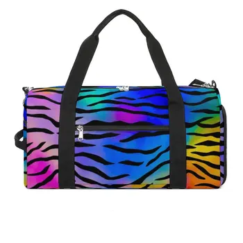 Спортна чанта Tiger Stripes с Абстрактно Принтом, Пътни Спортни Спортни чанти, Мъжки Потребителски Големи Графични Чанти за Фитнес, Чанти Почивен ден