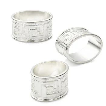 Сребърен Овална пръстен за салфетки от неръждаема стомана, пръстени, обтегач за кърпи за Коледа, Сватба, празнично парти, за да проверите за декор