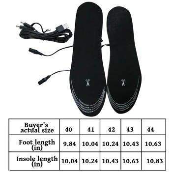 Стелка за обувки с USB нагряване, Моющаяся, Обрезаемая, Термообувная поставяне, Отопление Стелка EVA Размер 35-39